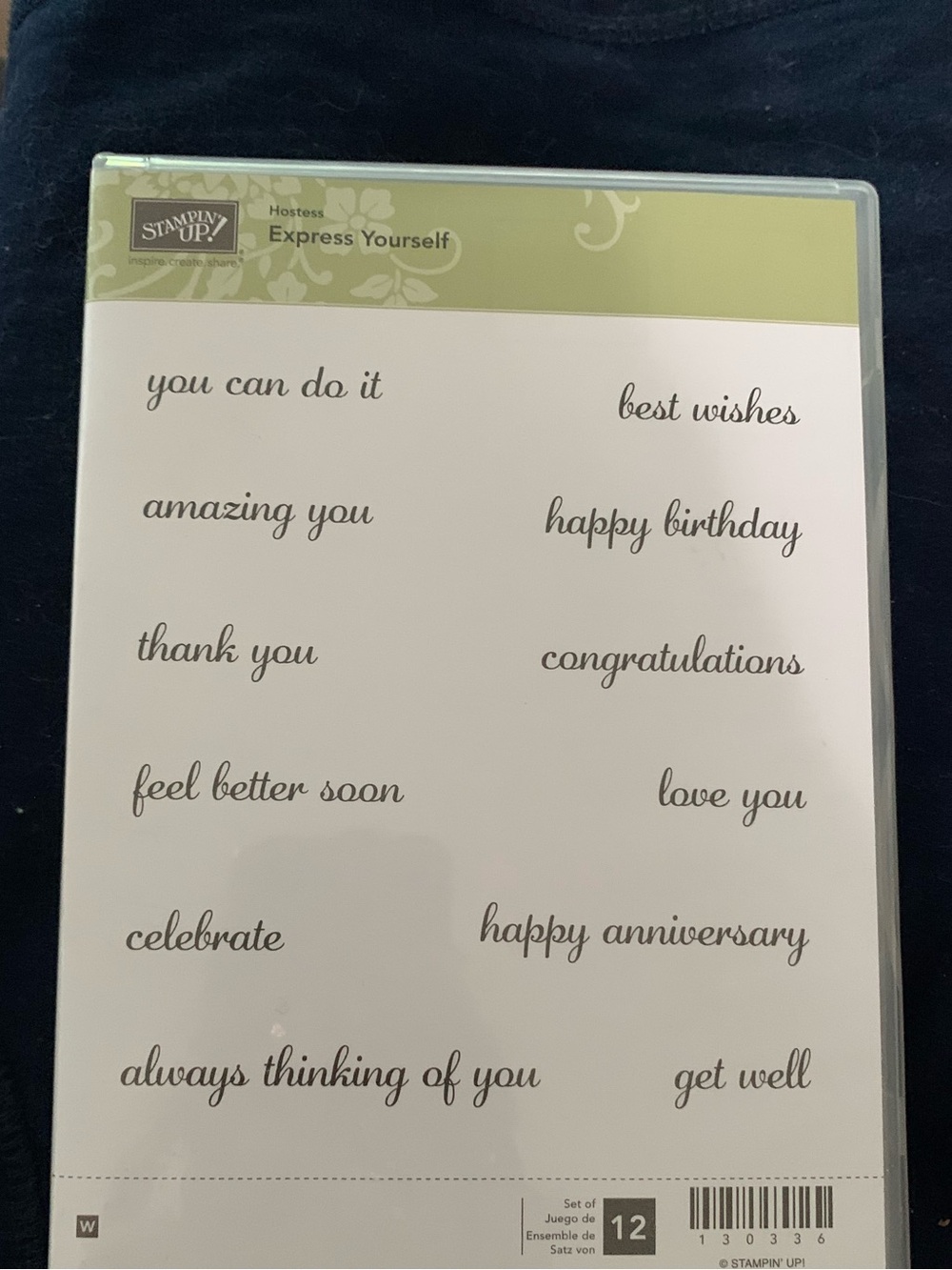 Stampin' Up! Express Yourself Sentiment Stamp Set - New with stickers attached
